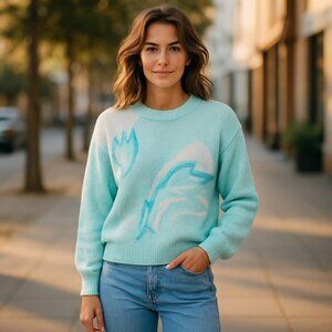 Vintage Worthington 90's size L Womens Blue Pastel textured sweater,